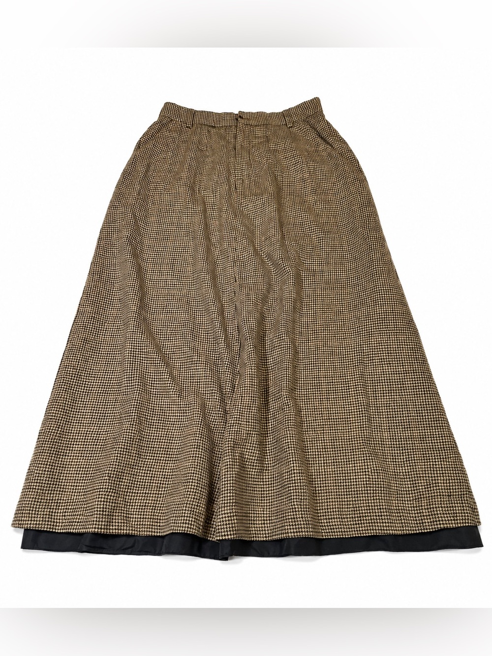 Vintage L.L.Bean Houndstooth Wool Blend Midi Skirt Size 8P Cottagecore Academia